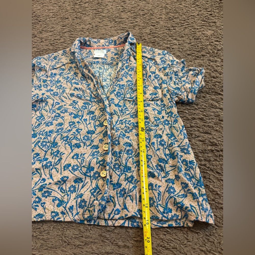 2 FOR $20 Cooperative Blue Pink Button Up Top Blouse Crop Top Short Sleeve XS - Picture 6 of 7